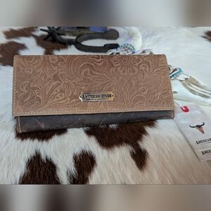 Embossed Tan Leather Wallet